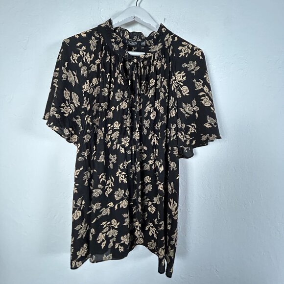 Lauren Ralph Lauren Black Label Womens Floral Georgette Blouse 3X Floral NWOT - Picture 1 of 9